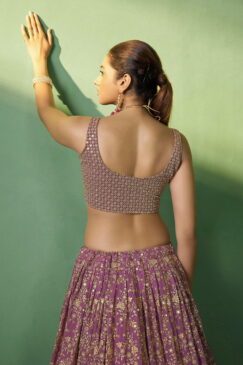 Alternative view of Lavender Georgette Embroidered Lehenga Choli