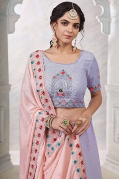 Alternative view of Purple Georgette Embroidered Bridal Lehenga Choli