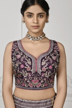 Alternative view of Purple Satin Silk Wedding Lehenga Choli