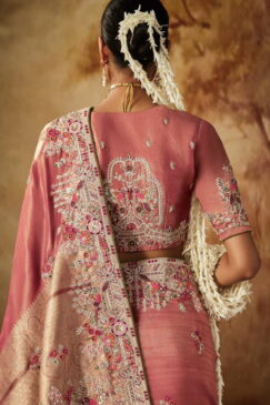 Alternative view of Rose Pink Kanjivaram Silk Wedding Saree