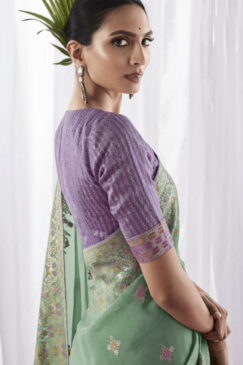 Alternative view of Mint Green Kora Silk Wedding Saree