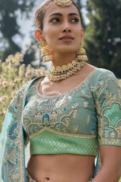 Alternative view of Green Silk Bridal Lehenga Choli