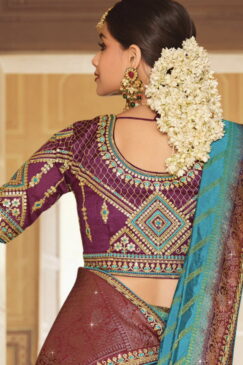 Alternative view of Blue Art Silk Embroidered Wedding Saree