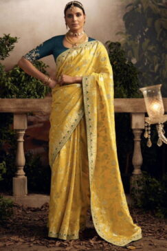 Yellow Dola Silk Wedding Saree