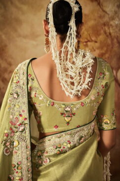 Alternative view of Light Green Kanjivaram Silk Wedding Saree