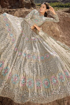 Alternative view of Grey Heavily Embellished Bridal Lehenga Choli