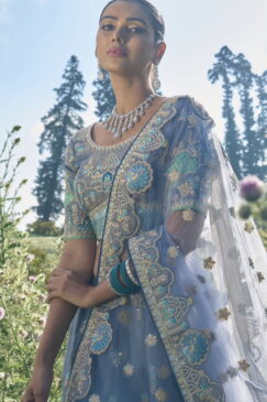 Alternative view of Grey Silk Bridal Lehenga Choli