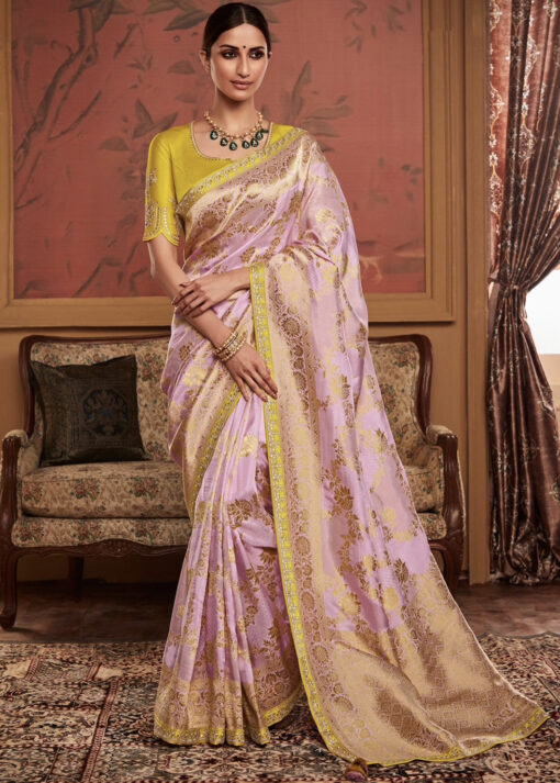 Light Pink Soft Dola Silk Wedding Saree