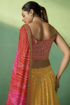 Alternative view of Mustard Georgette Embroidered Lehenga Choli