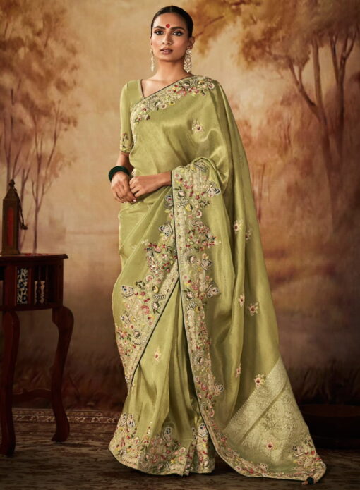 Light Green Kanjivaram Silk Wedding Saree