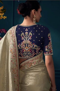 Alternative view of Beige Pure Silk Wedding Saree