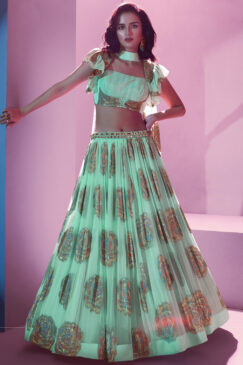 Aqua Sangeet Party Wear Lehenga Choli