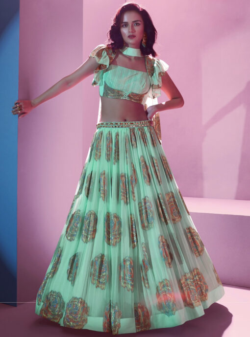 Aqua Sangeet Party Wear Lehenga Choli