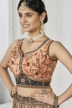 Alternative view of Peach Satin Silk Wedding Lehenga Choli