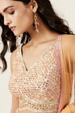 Alternative view of Pink & Peach Dola Silk Sangeet Lehenga Choli