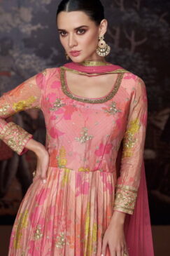 Alternative view of Pink Side Slit Embroidered Anarkali Suit