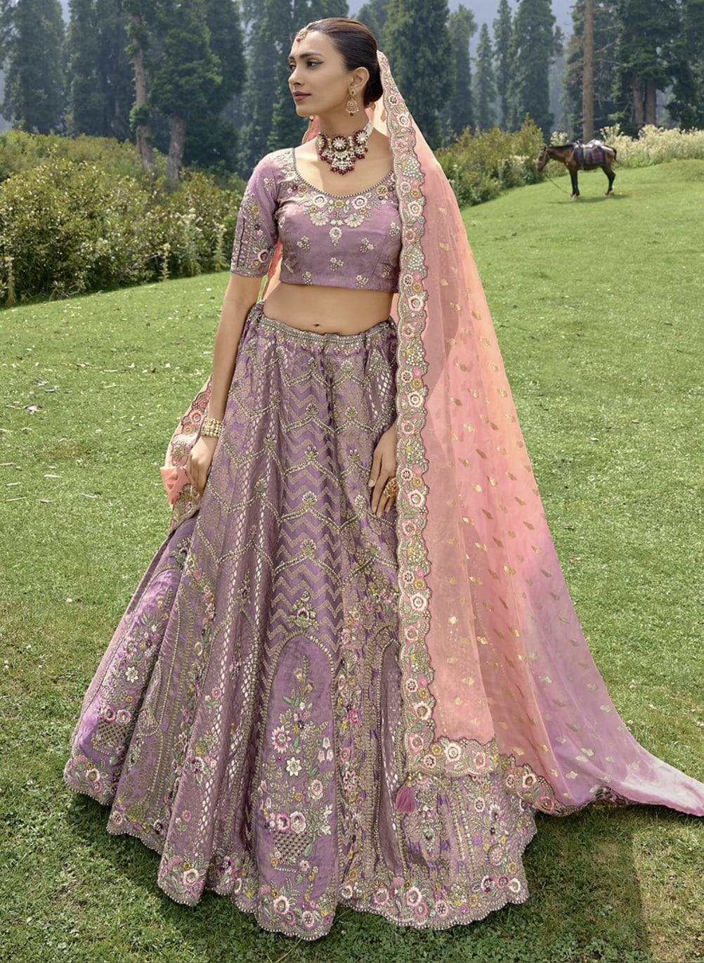 Mauve Silk Embroidered Bridal Lehenga Choli Lehengas Designer Collection