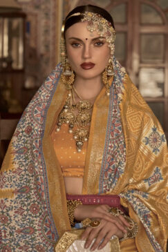 Alternative view of Orange Traditional Silk Saree