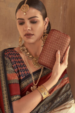 Alternative view of Beige Traditional Silk Saree