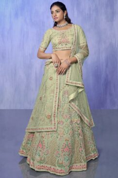 Green Heavy Embroidered Bridal Lehenga Choli