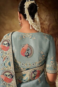 Alternative view of Blue Kanjivaram Silk Wedding Saree