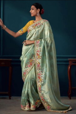Sea Green Pure Silk Wedding Saree