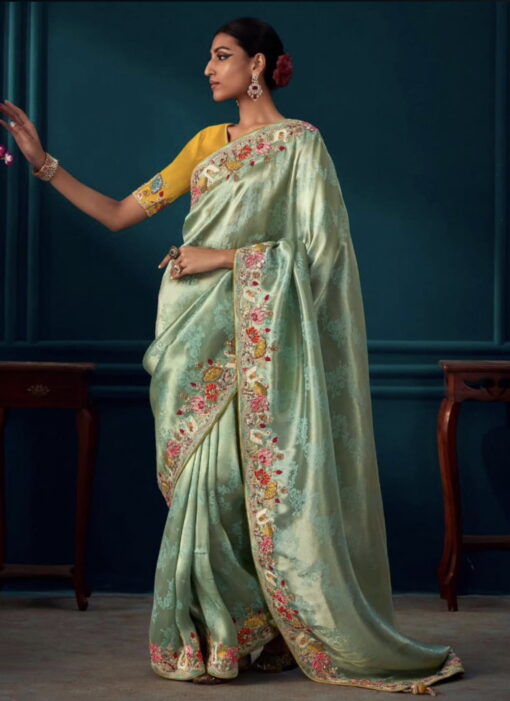 Sea Green Pure Silk Wedding Saree