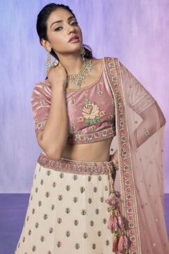Alternative view of White Heavy Embroidered Bridal Lehenga Choli