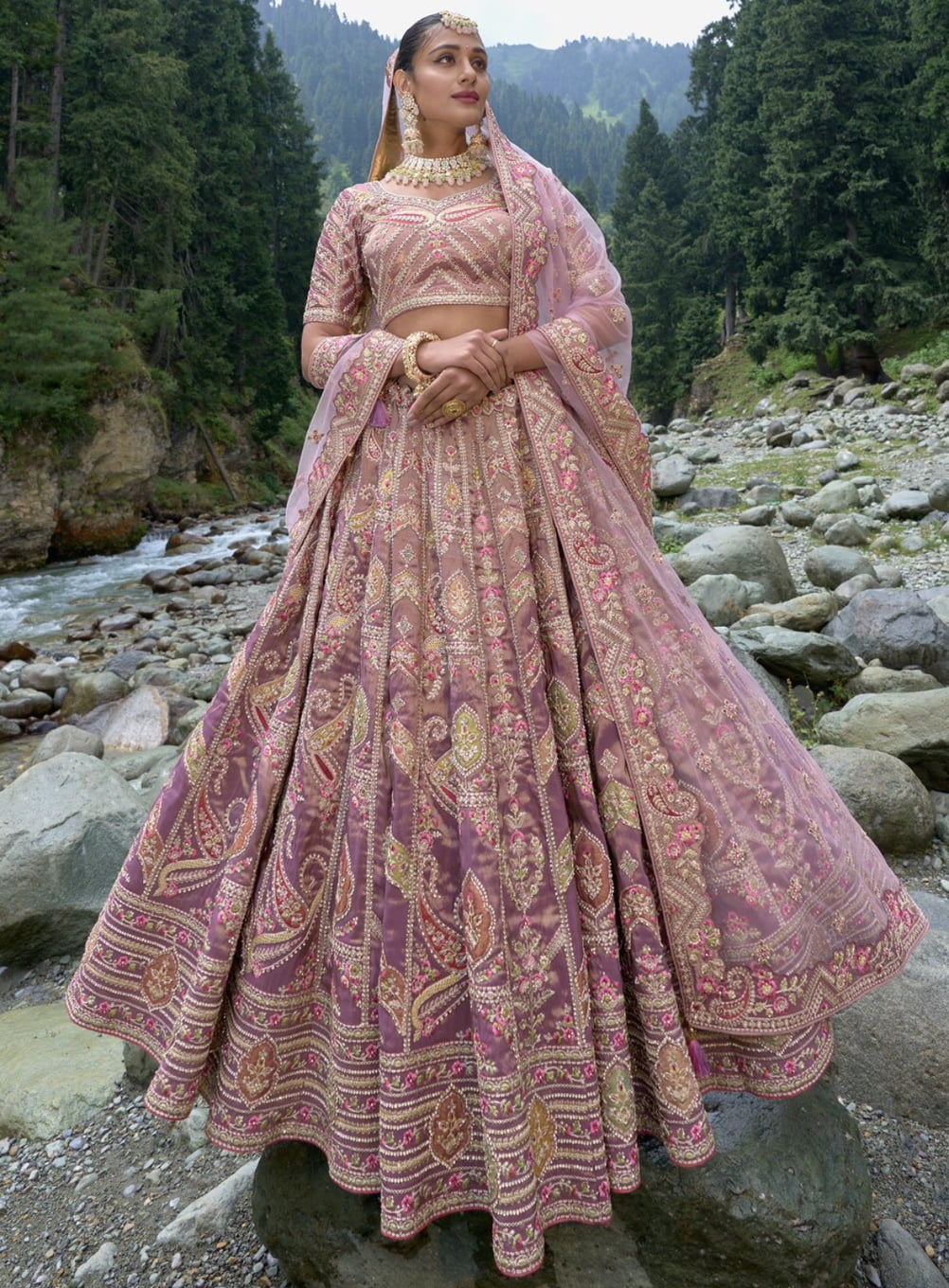 Pink Purple Silk Bridal Lehenga Choli Lehengas Designer Collection