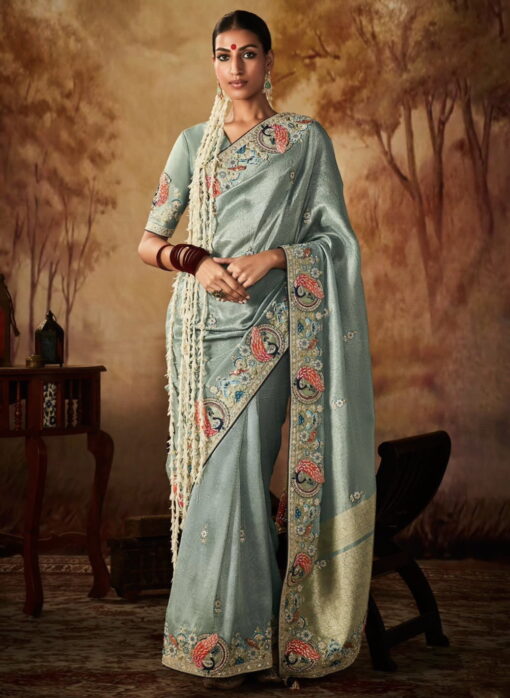 Blue Kanjivaram Silk Wedding Saree