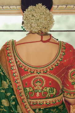 Alternative view of Green Art Silk Embroidered Wedding Saree