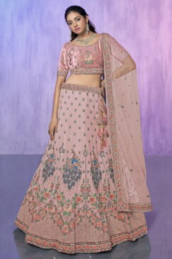 Peach Heavy Embroidered Bridal Lehenga Choli