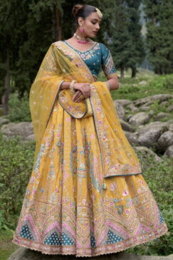 Mustard Silk Bridal Lehenga Choli