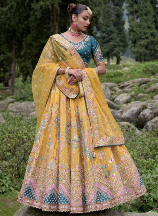 Mustard Silk Bridal Lehenga Choli
