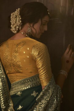 Alternative view of Green Dola Silk Wedding Saree