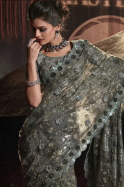 Alternative view of Mehendi Digital Net Bridal Party Saree