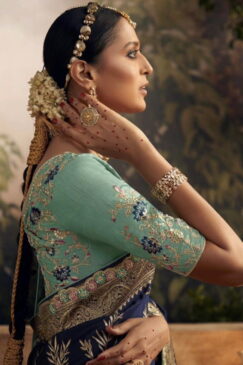 Alternative view of Blue Dola Silk Wedding Saree