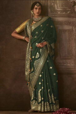 Green Dola Silk Wedding Saree