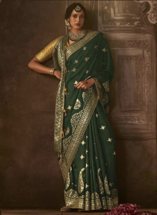 Green Dola Silk Wedding Saree