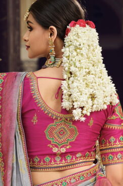 Alternative view of Grey Art Silk Embroidered Wedding Saree