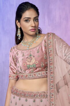 Alternative view of Peach Heavy Embroidered Bridal Lehenga Choli