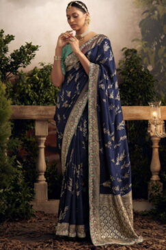 Blue Dola Silk Wedding Saree
