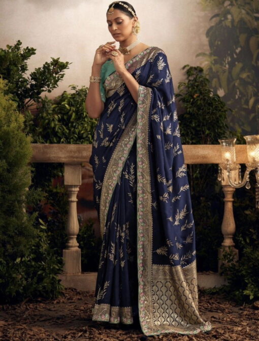Blue Dola Silk Wedding Saree