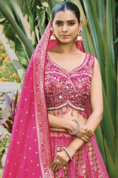 Alternative view of Pink Embroidered Wedding Lehenga Choli