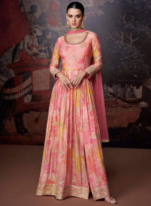 Pink Side Slit Embroidered Anarkali Suit