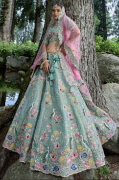 Sea Green Silk Bridal Lehenga Choli