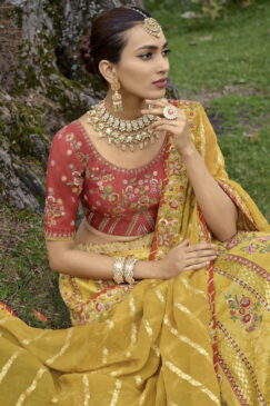 Alternative view of Yellow Silk Embroidered Bridal Lehenga Choli