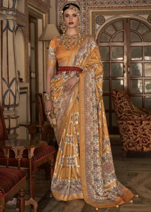 Orange Traditional Silk Saree