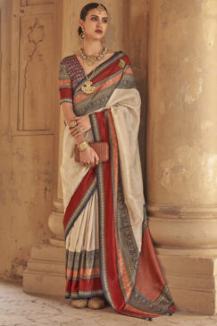 Beige Traditional Silk Saree