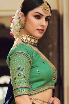 Alternative view of Blue Art Silk Embroidered Wedding Saree